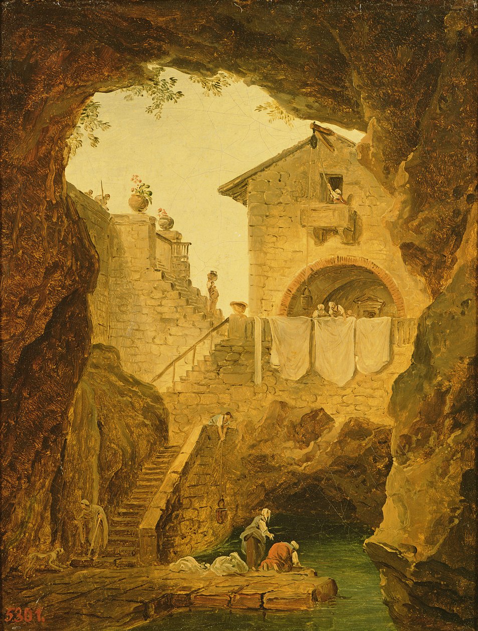 Fontenen under grotten av Hubert Robert