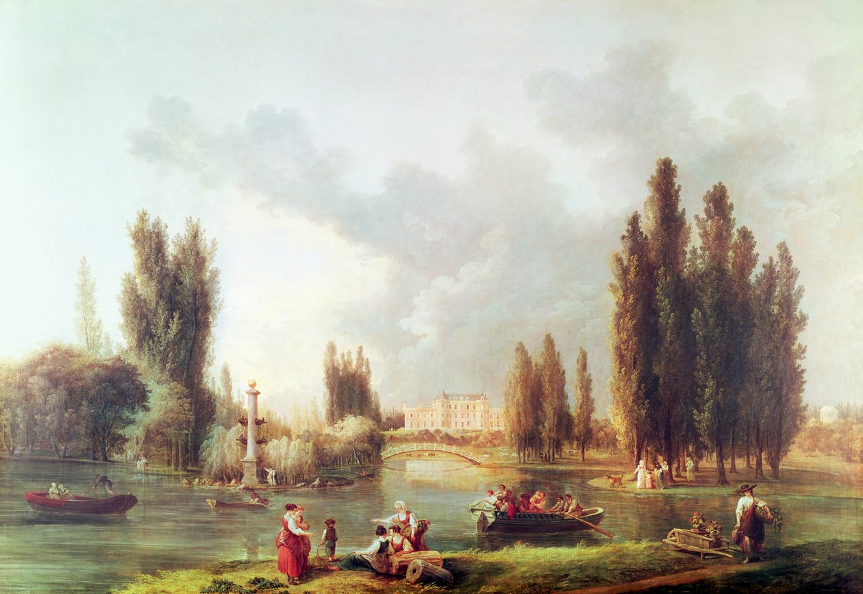 Parken og slottet i Mereville av Hubert Robert