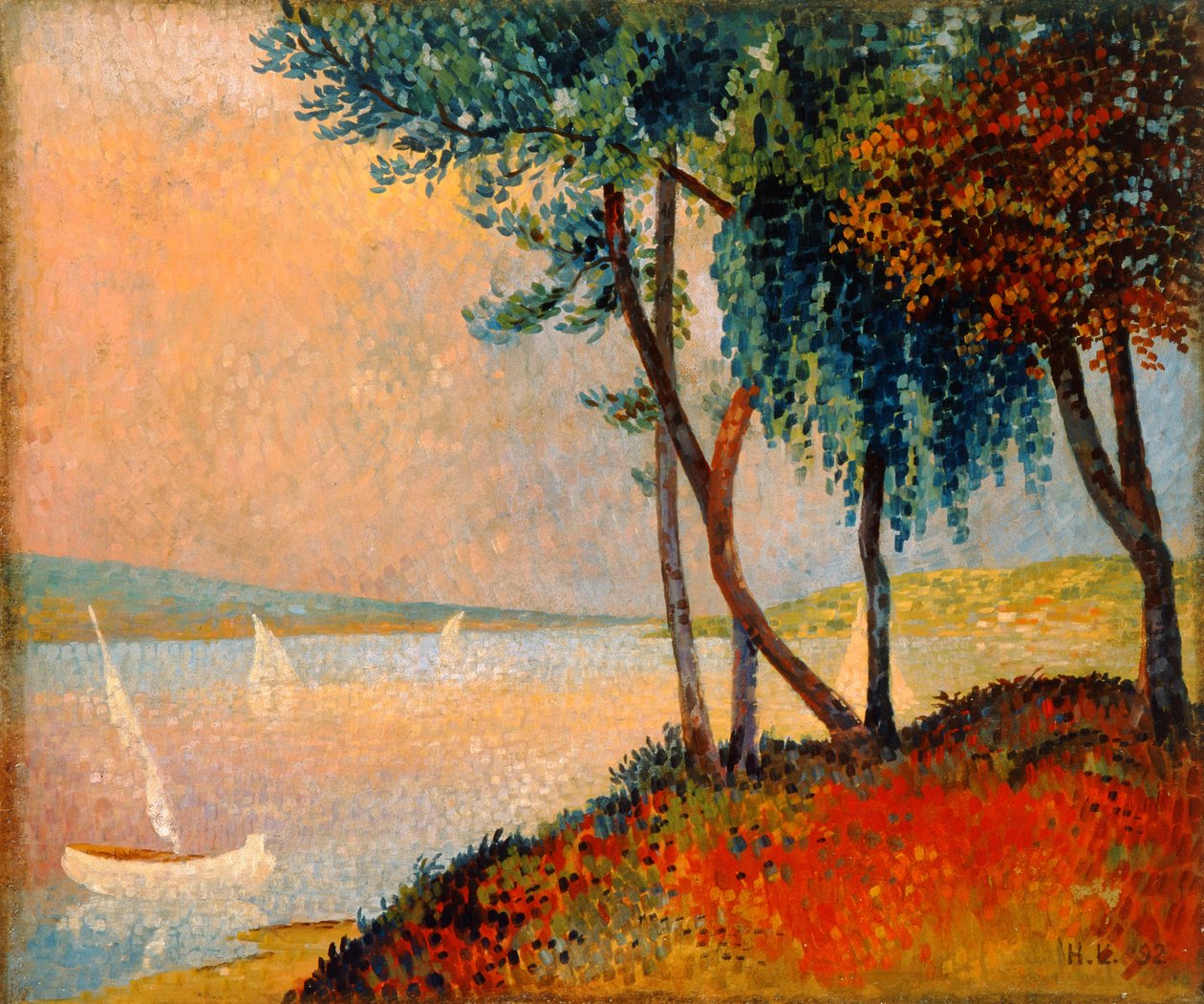The Outskirts of St. Tropez, 1892 (olje på kort) av Hubert de la Rochefoucauld
