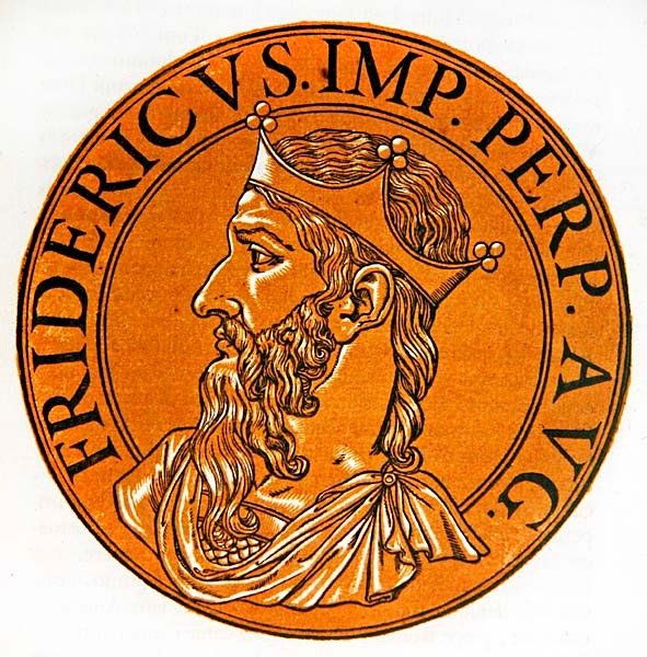 Medaljongportrett av Frederick I Barbarossa av Hubert (after) Goltzius