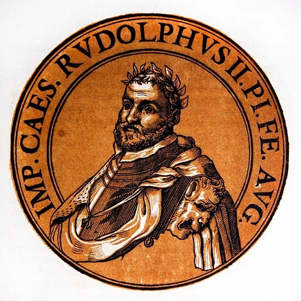 Medaljongportrett av Rudolf II, den hellige romerske keiseren av Hubert (after) Goltzius