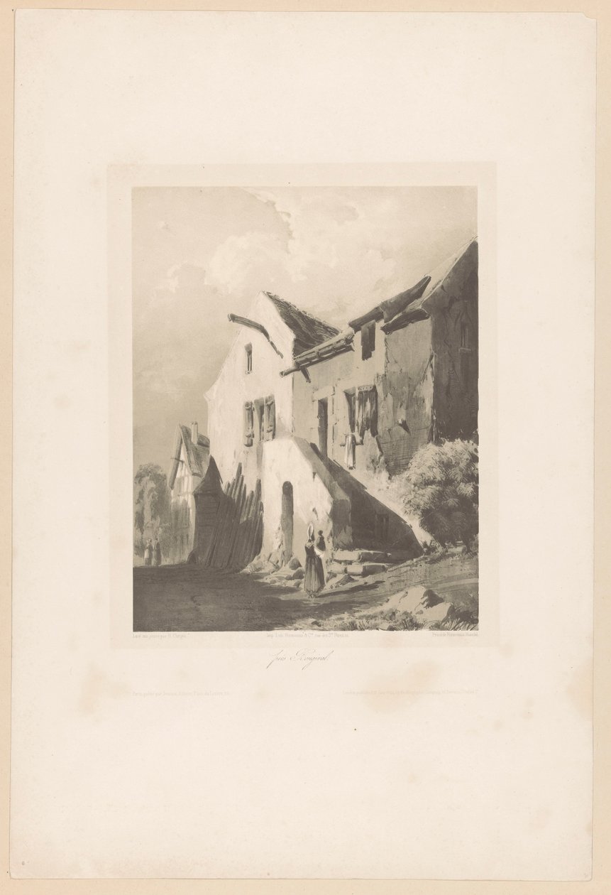 Hus nær Bougival Pres Bougival (tittel på objekt) Fragmenter av landskap (serietittel) Fragments de paysages (serietittel) av Hubert Clerget