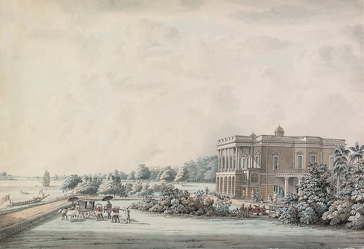 Lady Teignmouths hagehus ved bredden av Hooghly, Calcutta, etter 1797 av Hubert Cornish