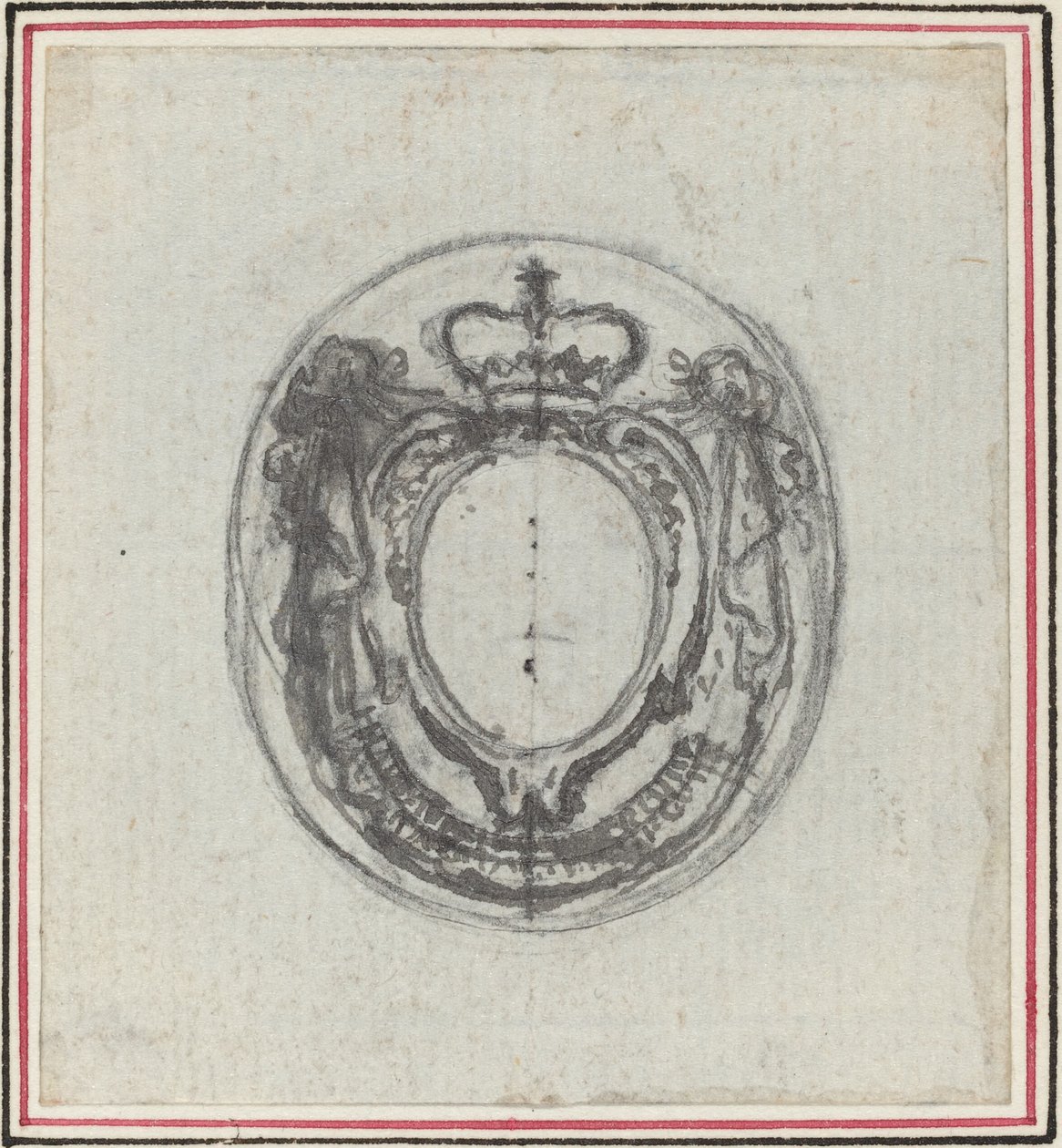 Armorial Cartouche med krone og swags av Hubert Francois Gravelot