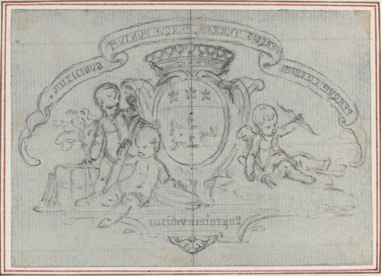 Våpenskjold med Three Putti av Hubert Francois Gravelot