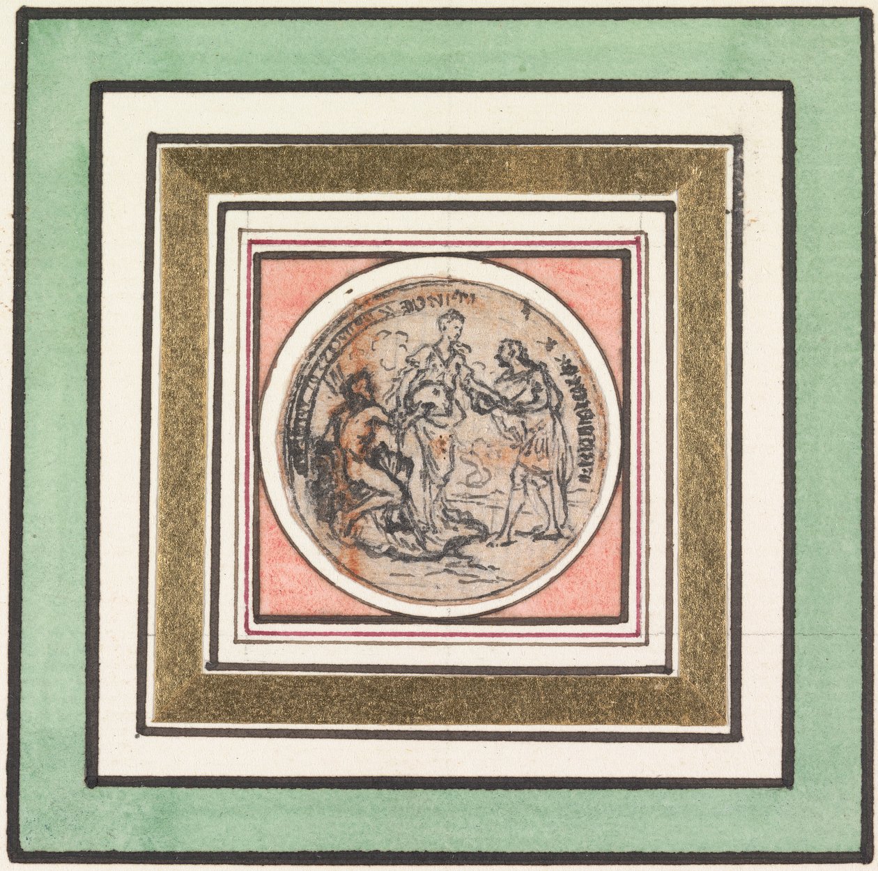 Design for en medalje: Frederick og Augusta, Prince og Princess of Wales av Hubert Francois Gravelot