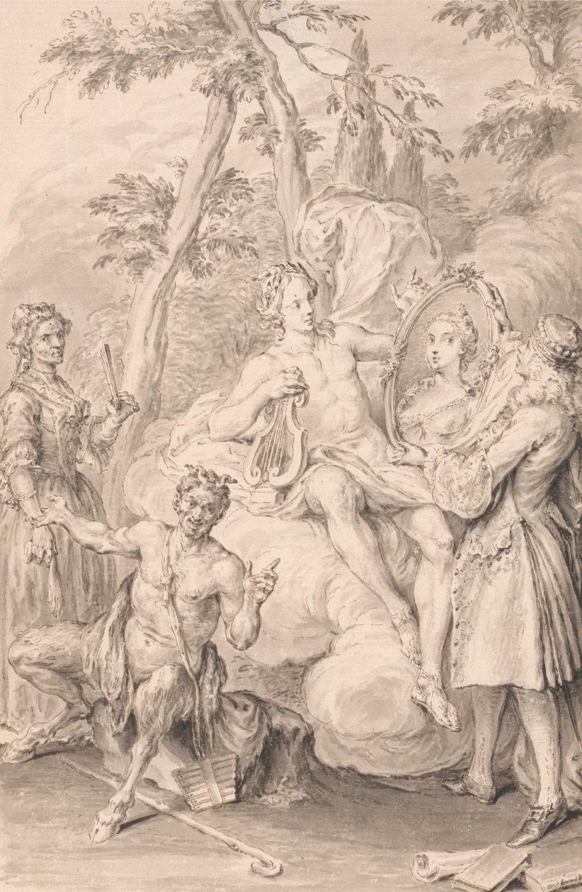 Tegning for en frontispice: "The Toast" av Hubert Francois Gravelot