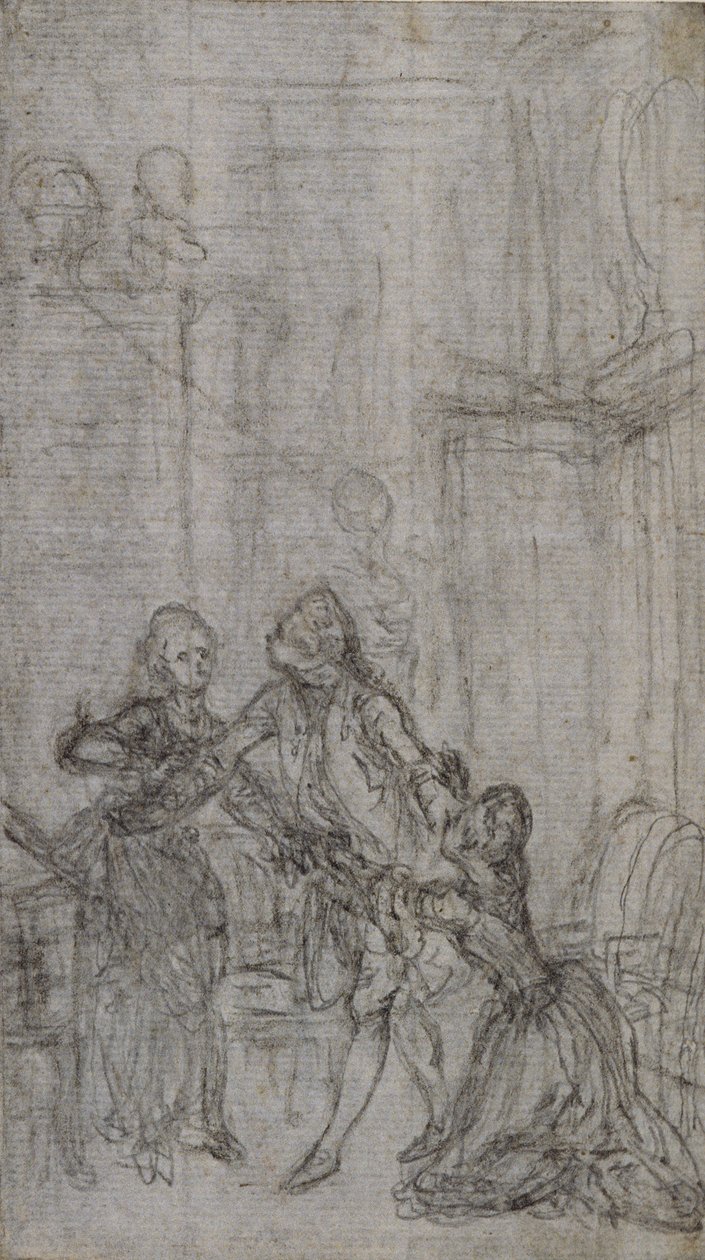 Studie til vignett-frontispiece i Charles-Simon Favarts «Vennskap på prøve» av Hubert Francois Gravelot