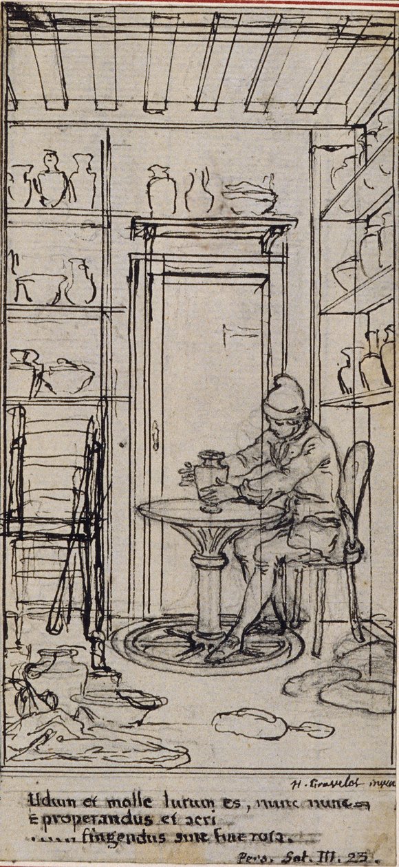 Studie til vignett-frontispiece i Poncelots «Generelle prinsipper for barns utdanning», bind III av Hubert Francois Gravelot