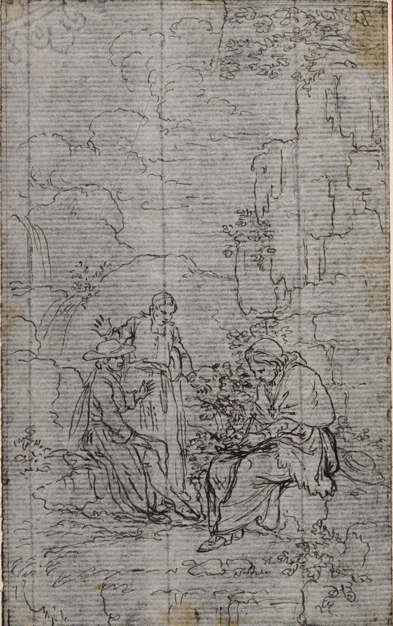 Studie for Vignette i Abbé Dinouarts quot;Vie du Venerable don Juan de Palafox,quot; s. 391 av Hubert Francois Gravelot
