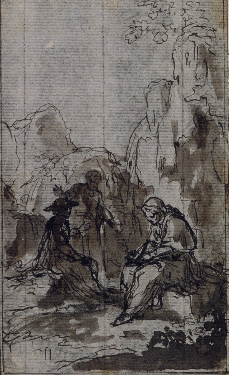 Studie for Vignette i Abbé Dinouarts quot;Vie du Venerable don Juan de Palafox,quot; s. 391 av Hubert Francois Gravelot