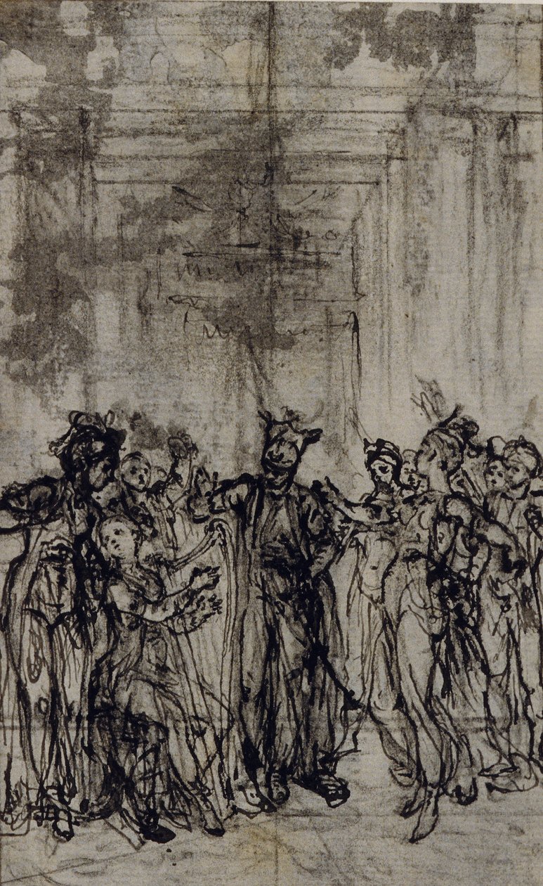 Studie for Vignette i Jean François Marmontels quot;Contes Morauxquot; av Hubert Francois Gravelot
