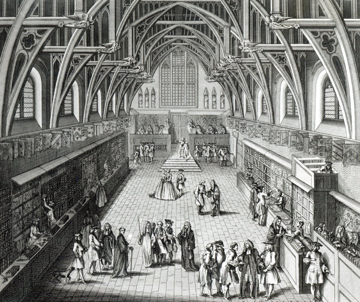 Westminster Hall, The First Day of Term, A Satirical Poem, 1797 gravert av C.Mosley av Hubert Francois Gravelot
