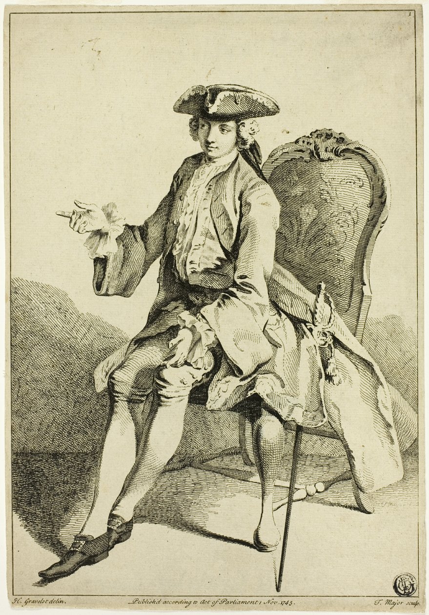 Young Seigneur Sittende av Hubert Francois Gravelot