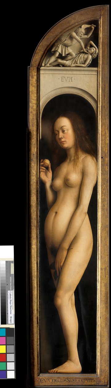 Eva, detalj fra venstre fløy av Ghent-altertavlen av Hubert & Jan van (1390 1441) Eyck