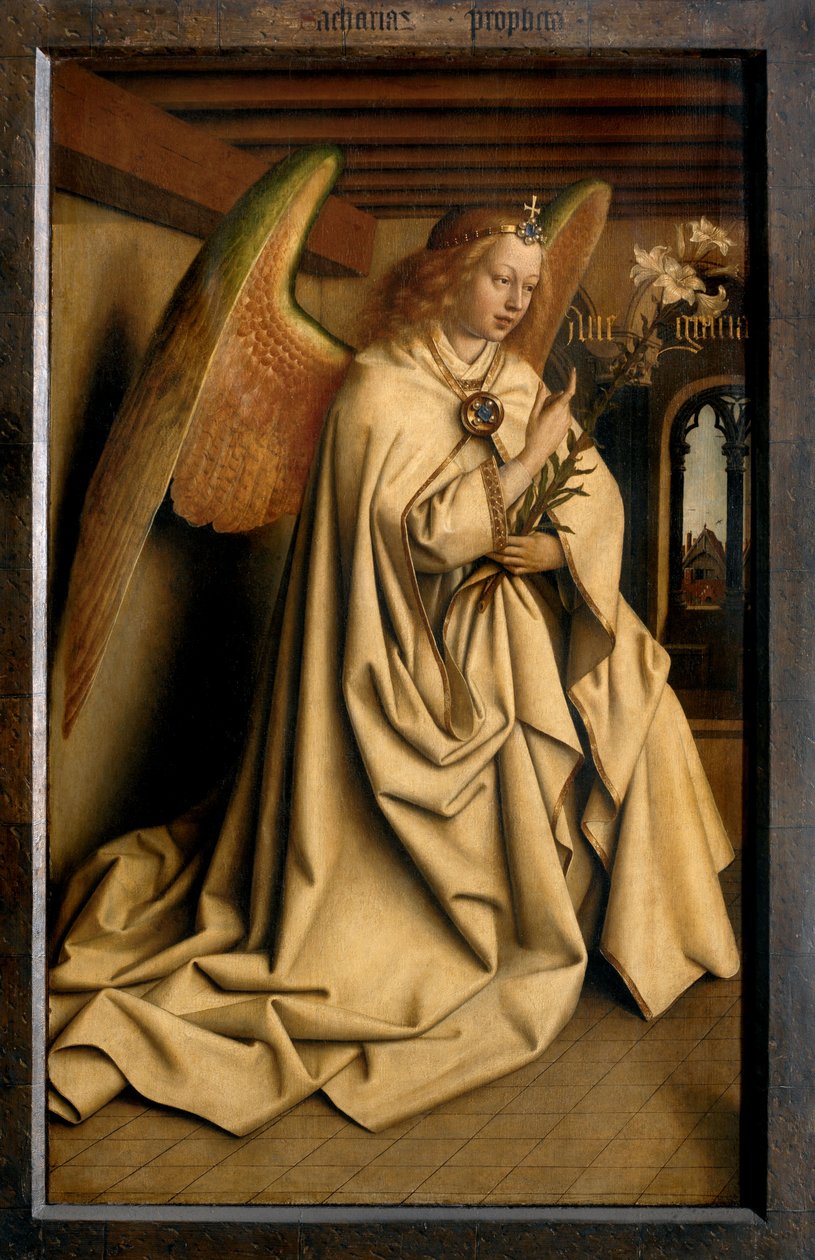 Angel Annunciate, fra utsiden av venstre fløy av Ghent-altertavlen av Hubert & Jan van (1390 1441) Eyck