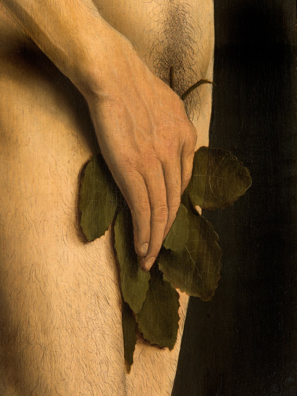 Detalj av Adam, fra venstre fløy av Ghent-altertavlen av Hubert & Jan van (1390 1441) Eyck
