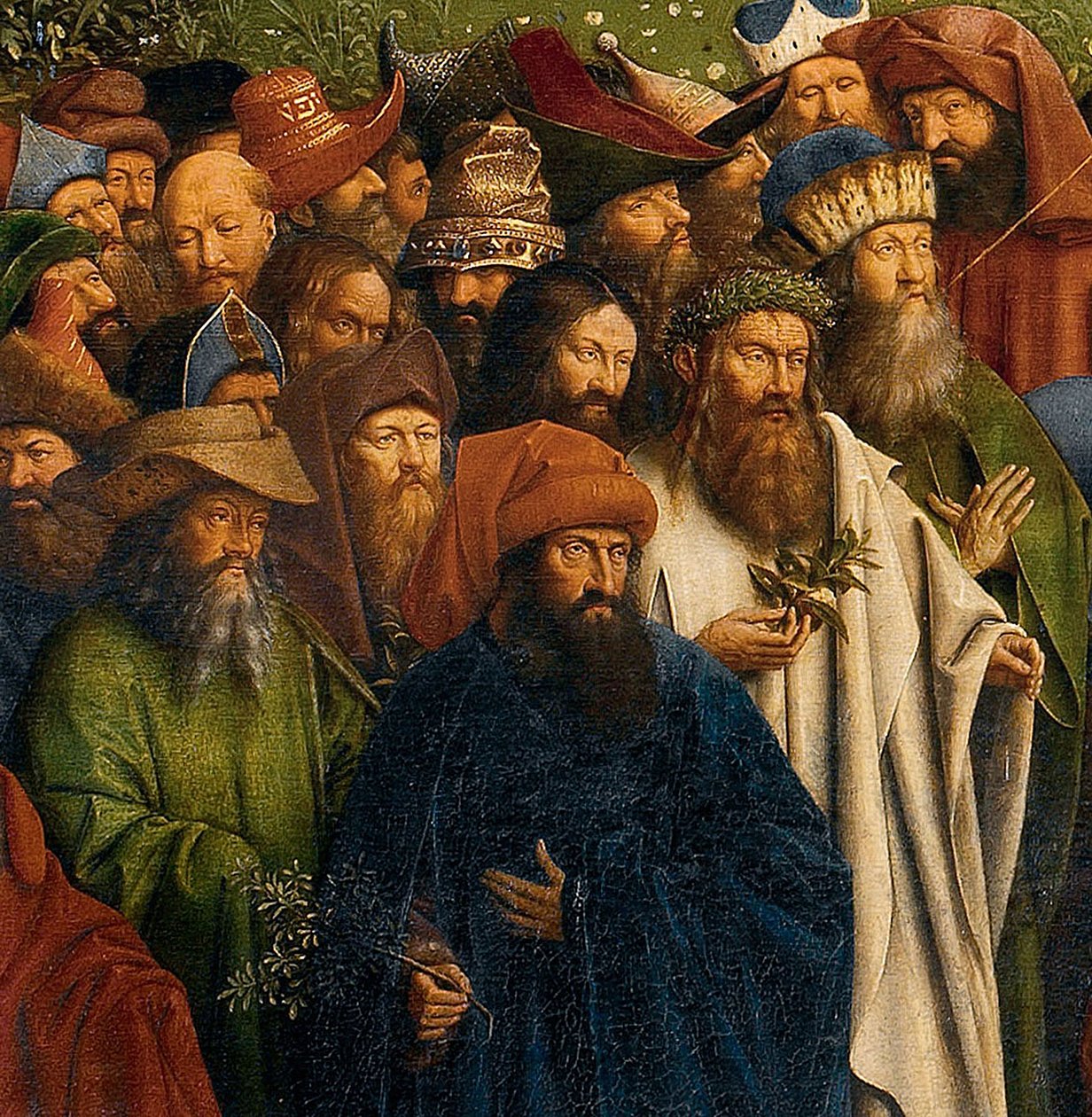 Detalj av The Adoration of the Mystic Lamb, fra Ghent-altertavlen, nedre halvdel av sentralpanelet av Hubert & Jan van (1390 1441) Eyck