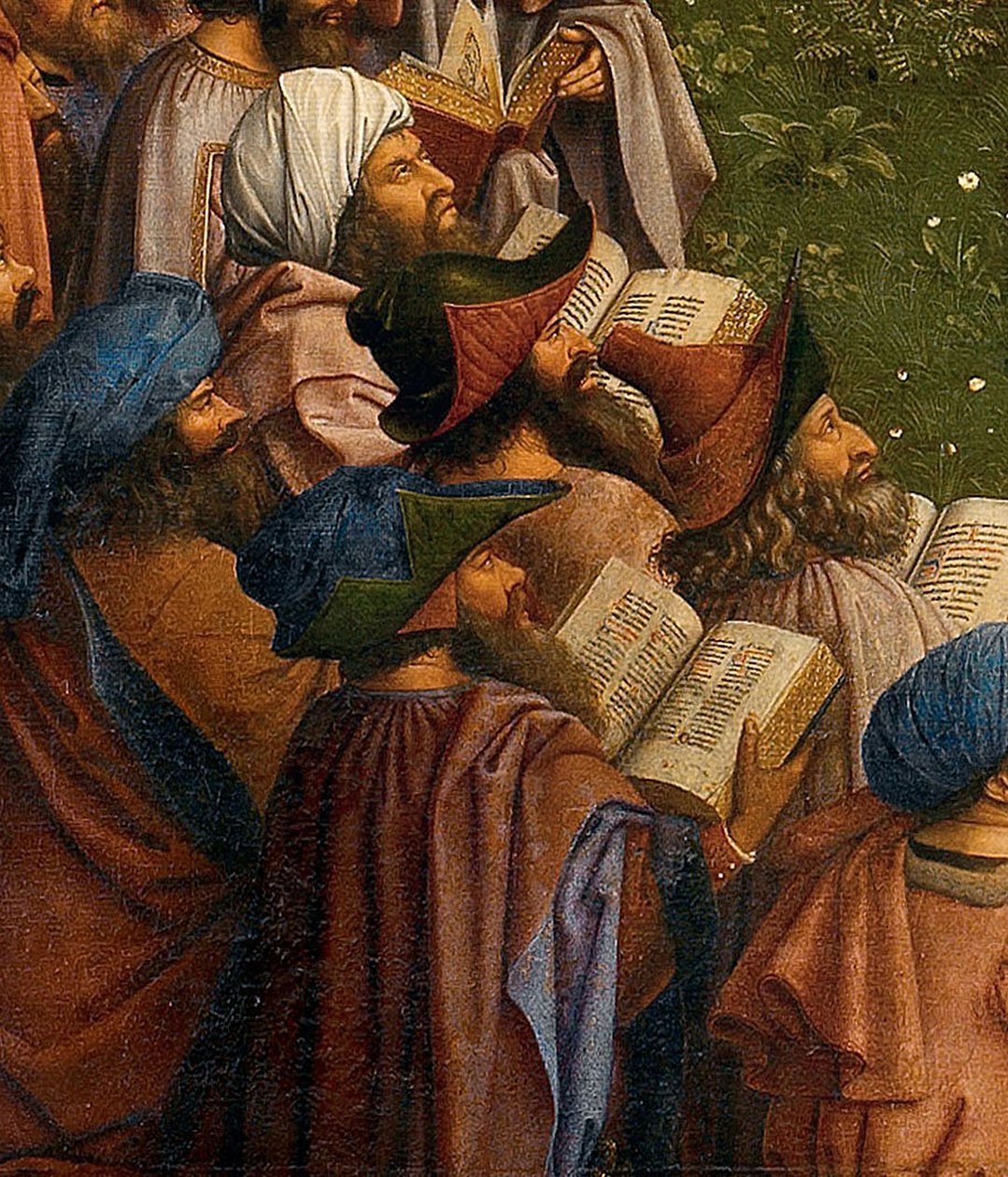 Detalj av The Adoration of the Mystic Lamb, fra Ghent-altertavlen, nedre halvdel av sentralpanelet av Hubert & Jan van (1390 1441) Eyck
