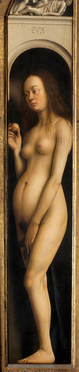 Eva, detalj fra høyre fløy på Ghent-altertavlen av Hubert & Jan van (1390 1441) Eyck