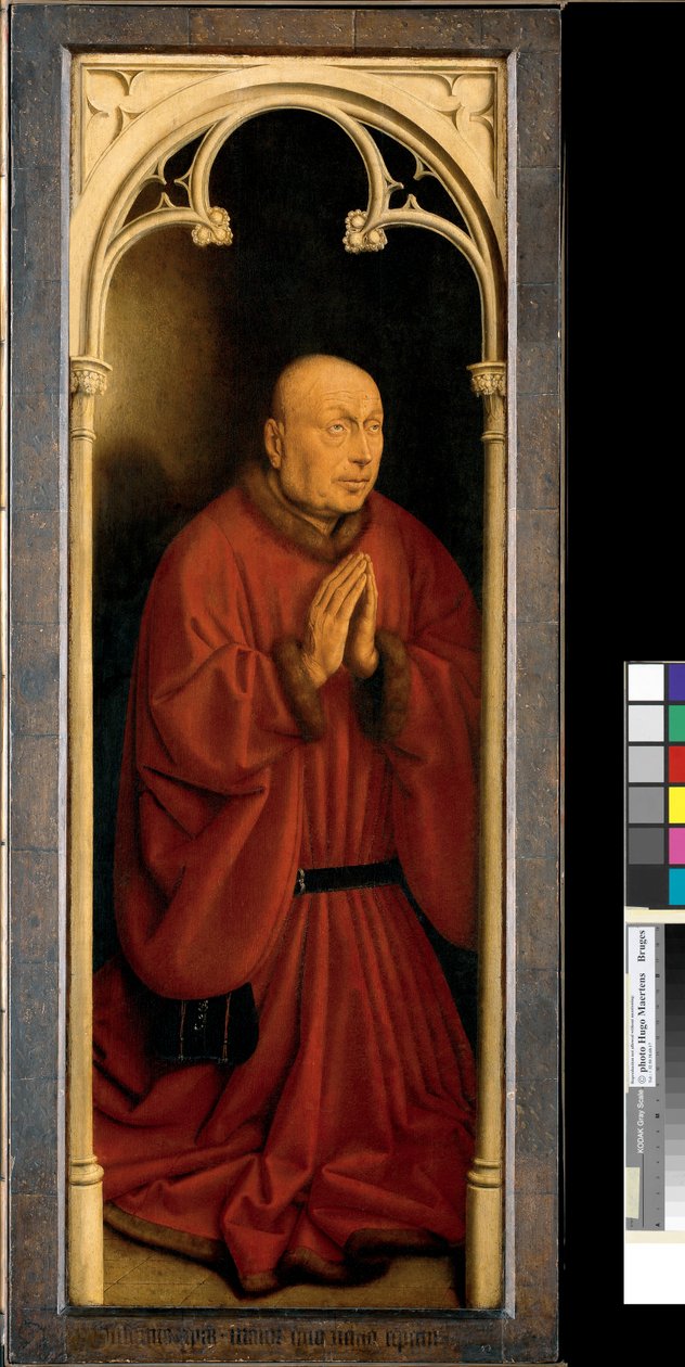 Portrett av Joost Vijdt, panel fra utsiden av Ghent-altertavlen av Hubert & Jan van (1390 1441) Eyck