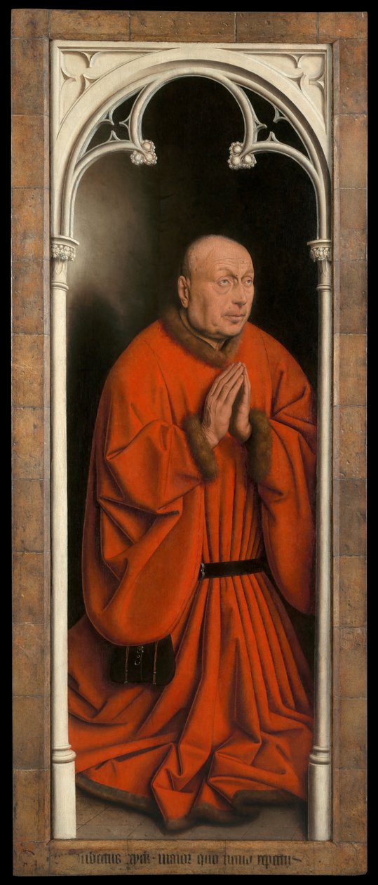 Portrett av Joost Vijdt, panel fra utsiden av Ghent-altertavlen av Hubert & Jan van (1390 1441) Eyck