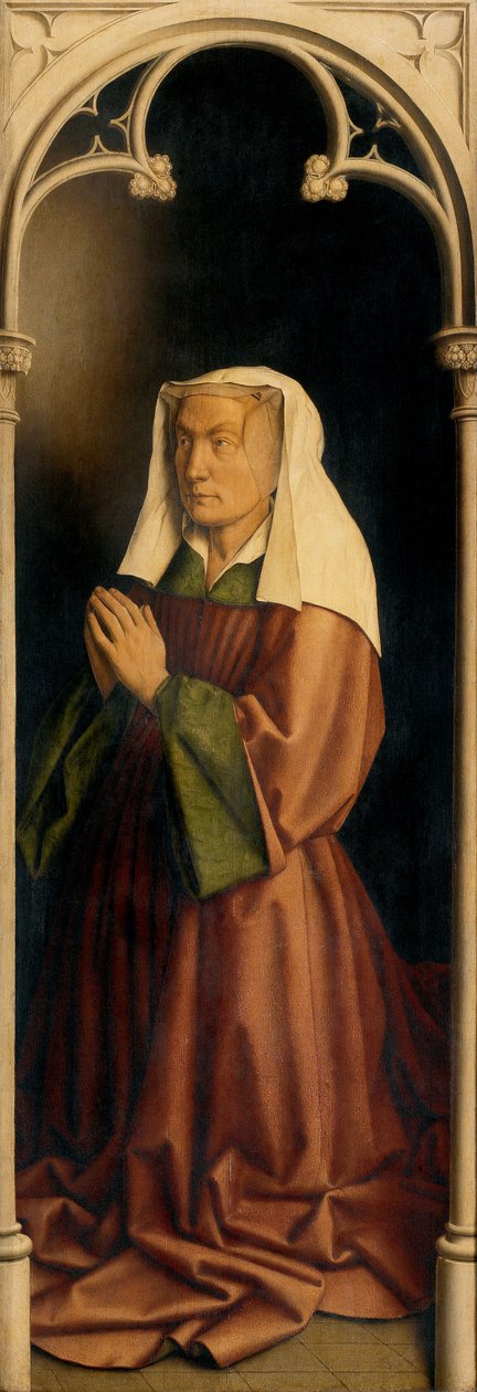 Portrett av Lysbette Borluut, panel fra utsiden av Ghent-altertavlen av Hubert & Jan van (1390 1441) Eyck