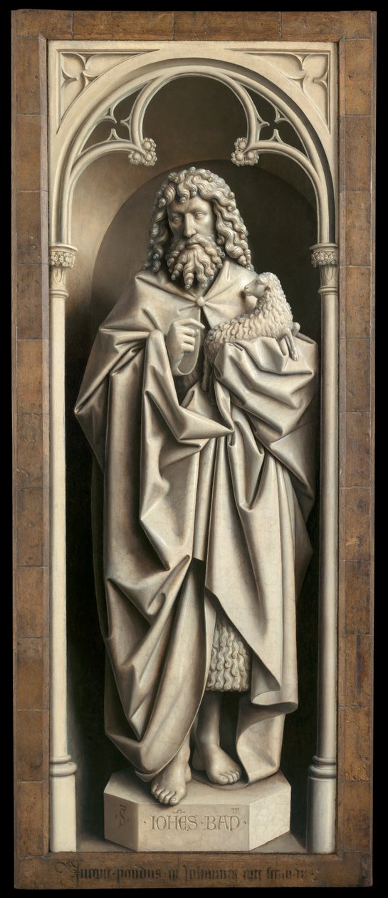 St. Johannes døperen, fra utsiden av venstre fløy av Ghent-altertavlen av Hubert & Jan van (1390 1441) Eyck