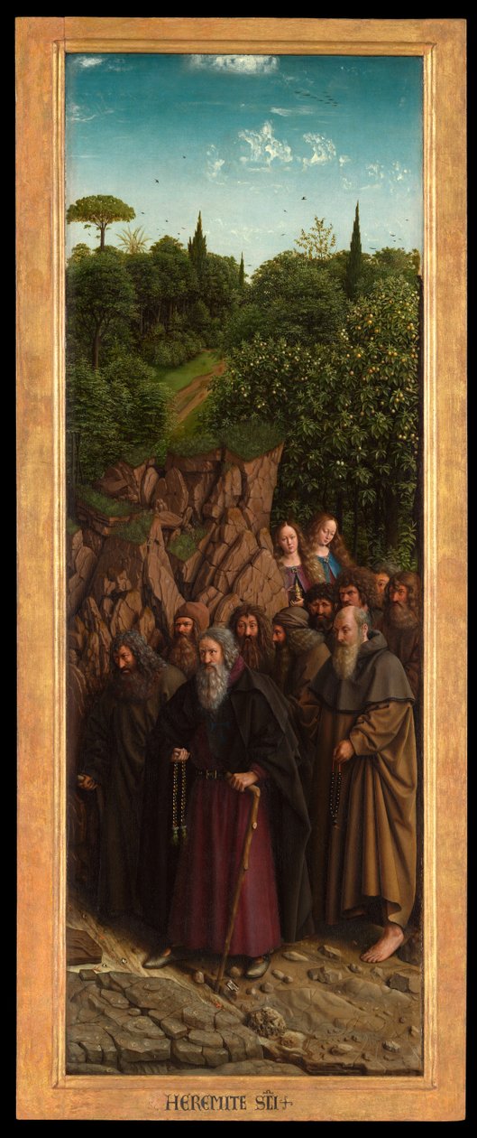 Eremittene, fra høyre side av Ghent-altertavlen av Hubert & Jan van (1390 1441) Eyck