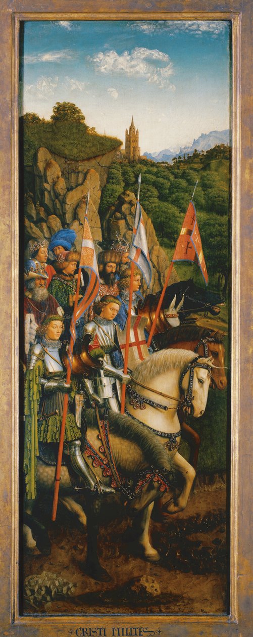 The Knights of Christ, fra venstre side av Ghent-altertavlen av Hubert & Jan van (1390 1441) Eyck