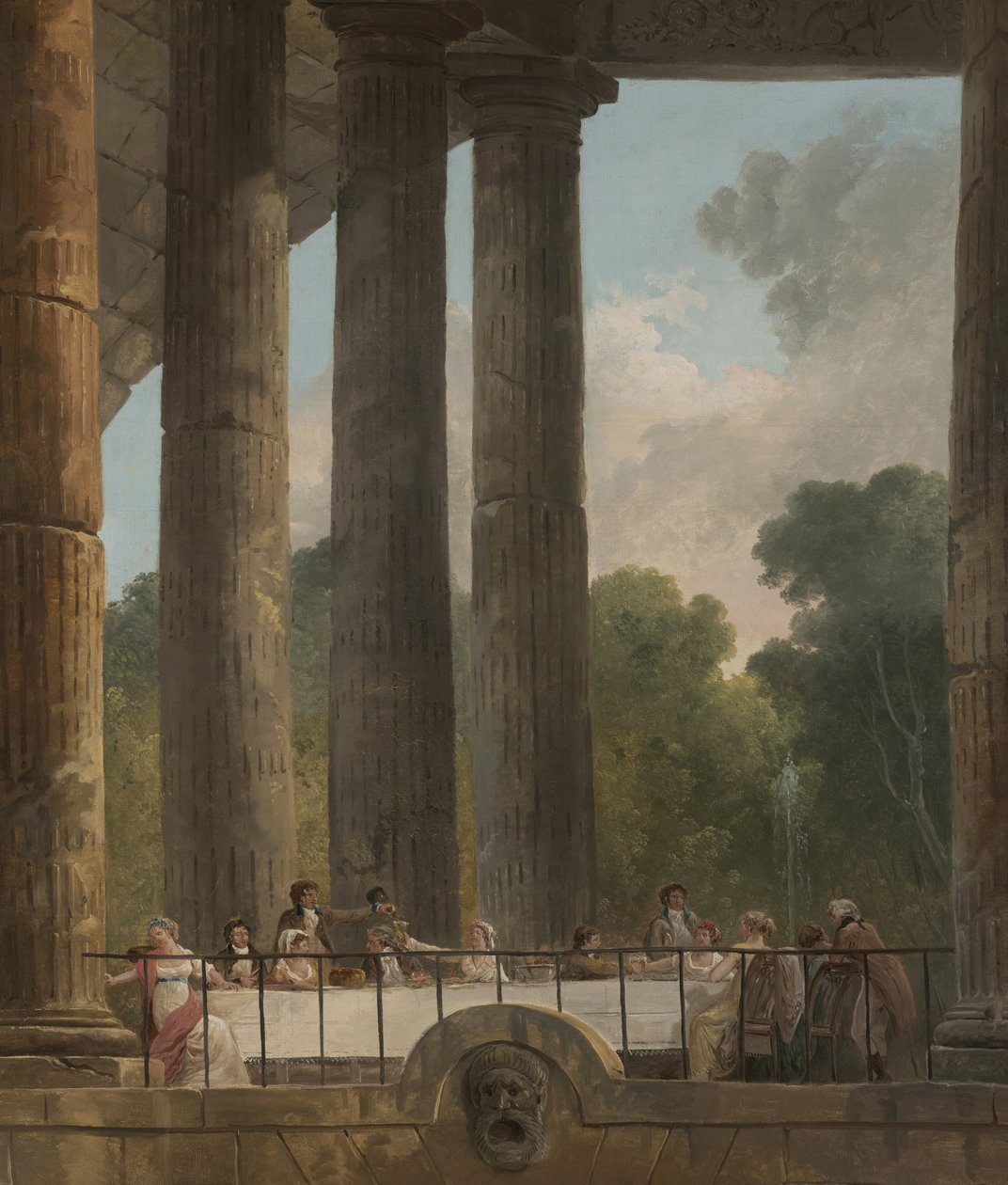 En bankett i ruinene av et tempel, 1795 av Hubert Robert