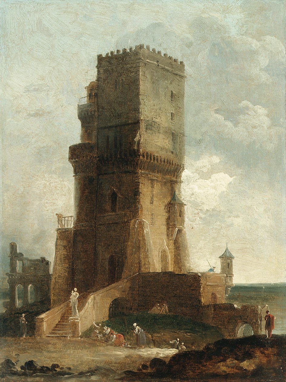 En Capriccio av Benevento-tårnet av Hubert Robert