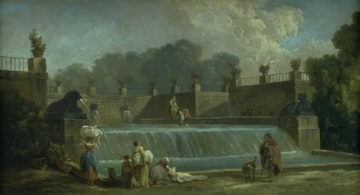 En fontene med vaskedamer av Hubert Robert