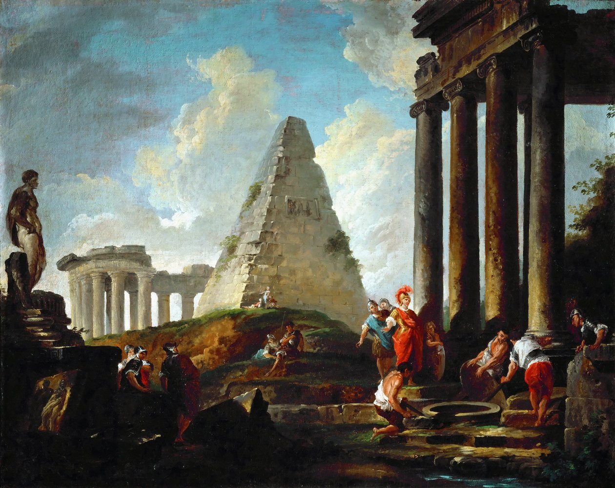 Alexander den store før Achilles grav av Hubert Robert
