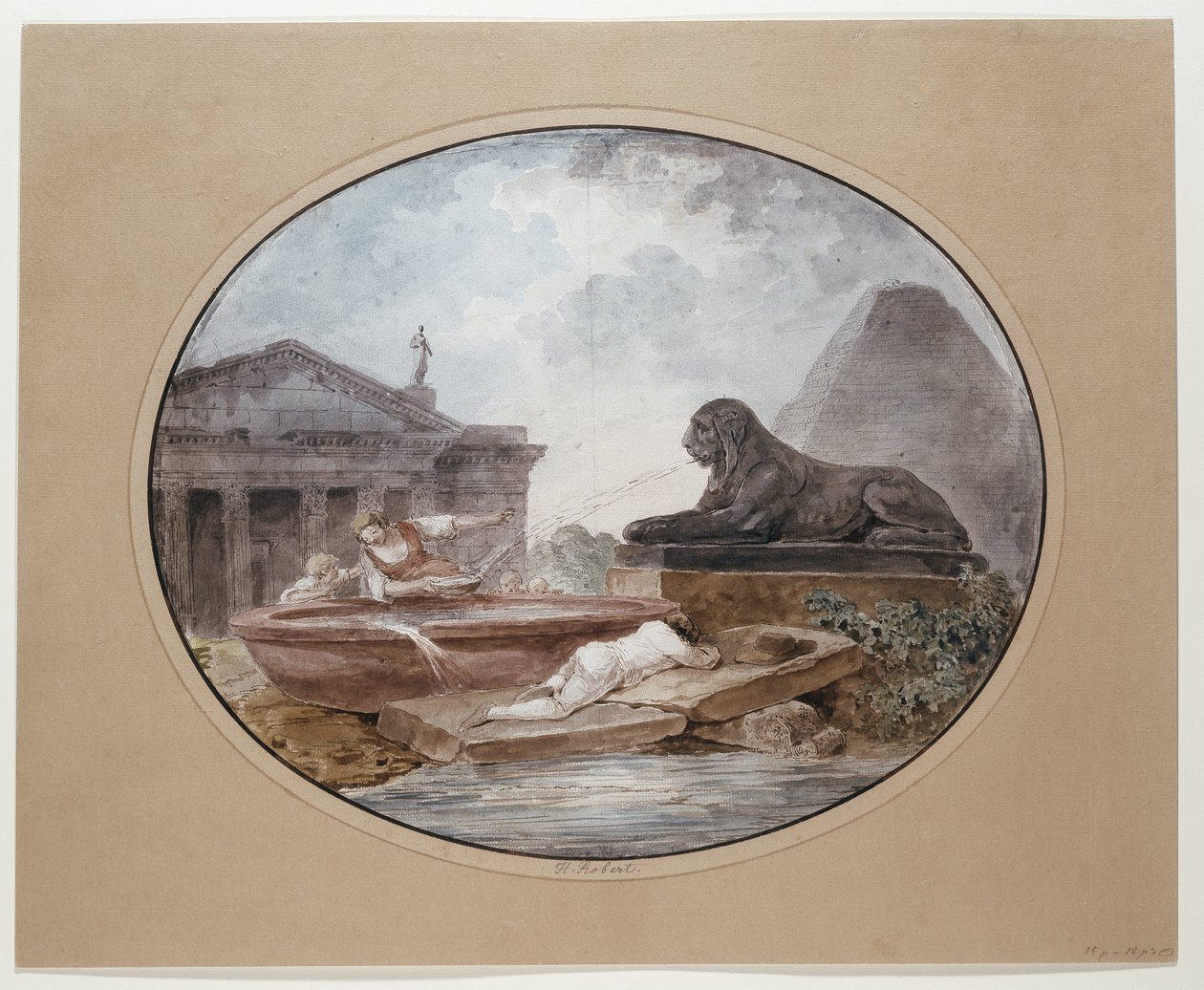 Arkitektonisk capriccio av Hubert Robert