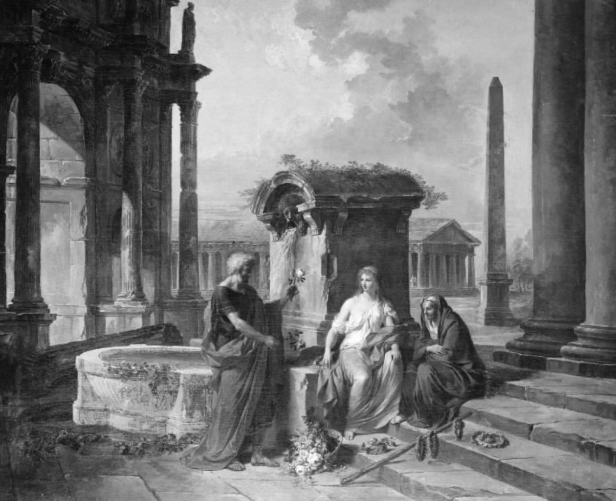 Arkitektur med figurer av Hubert Robert