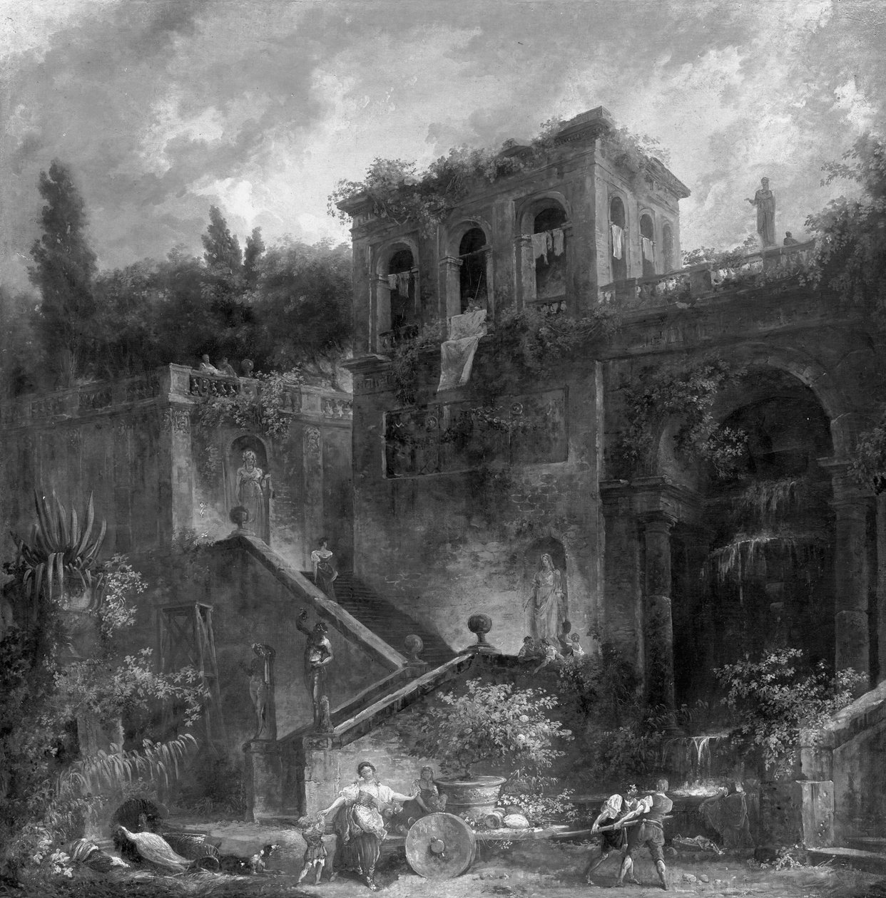 Oppstigning til Farnesehagene på Palatinen av Hubert Robert