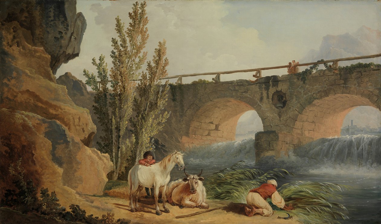 Bro over en kaskade. av Hubert Robert