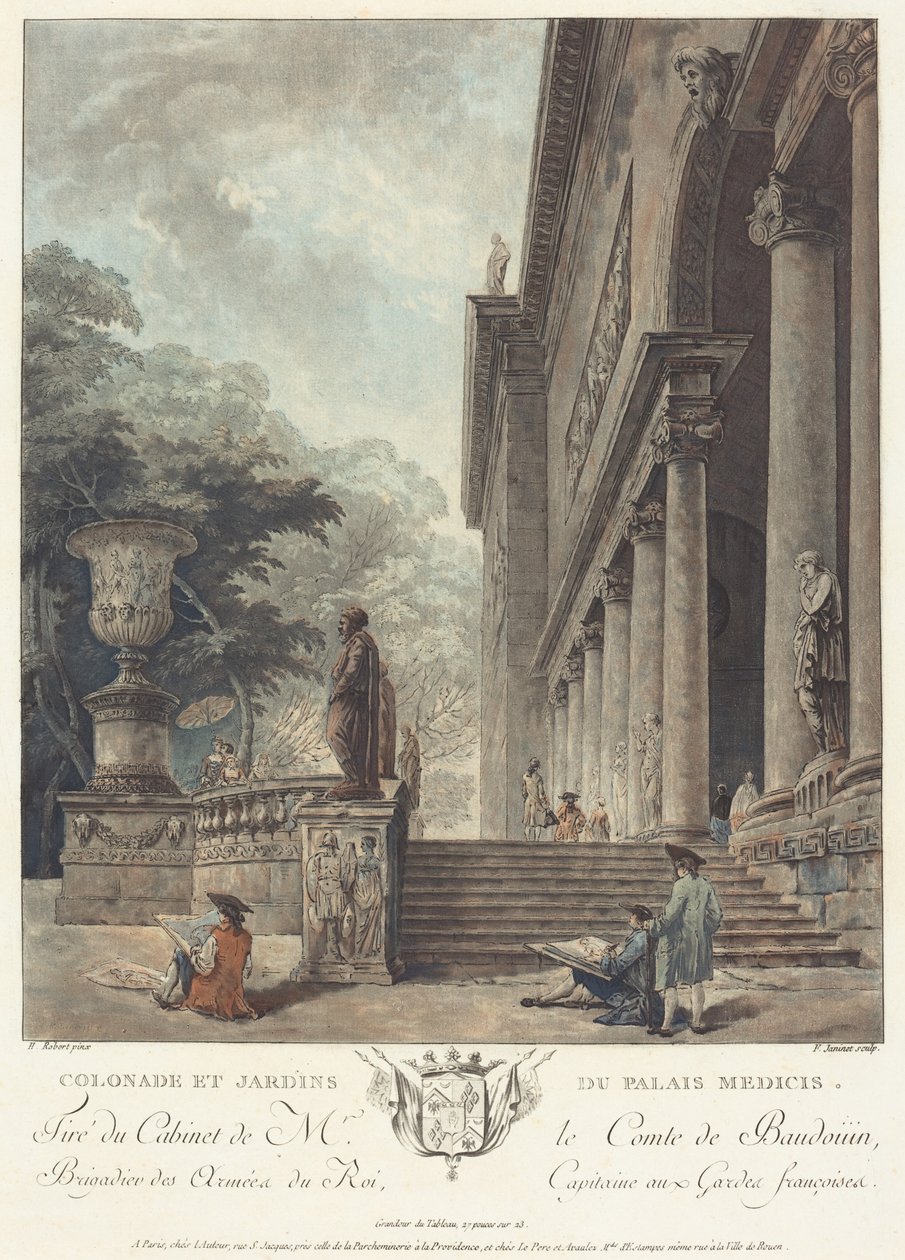 Kolonnade og hager ved Medici-palasset av Hubert Robert