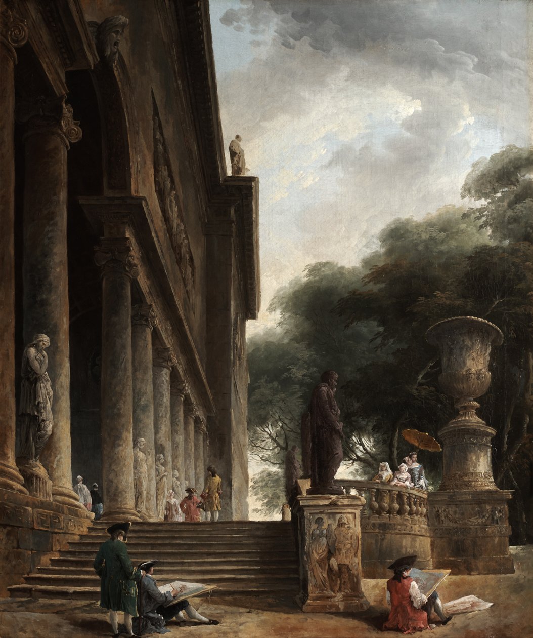 Kolonnade og hager ved Villa Mancini av Hubert Robert