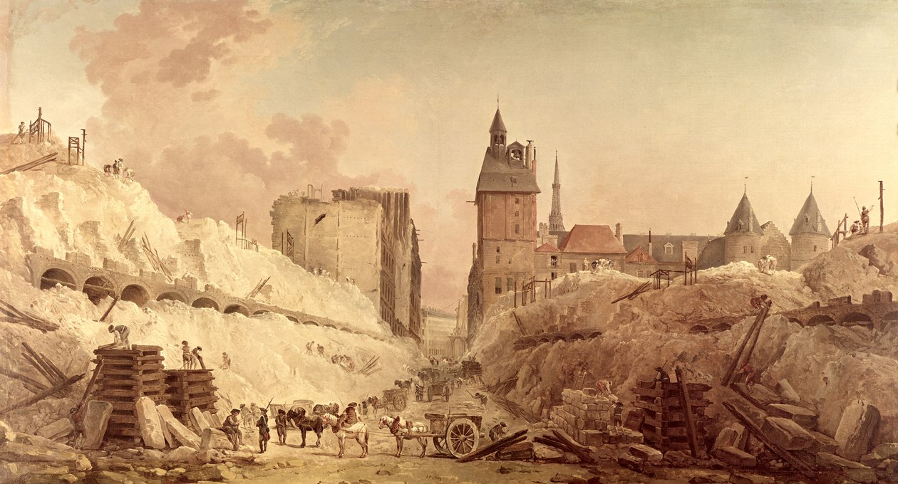 Riving av husene på Pont au Change i 1788 av Hubert Robert