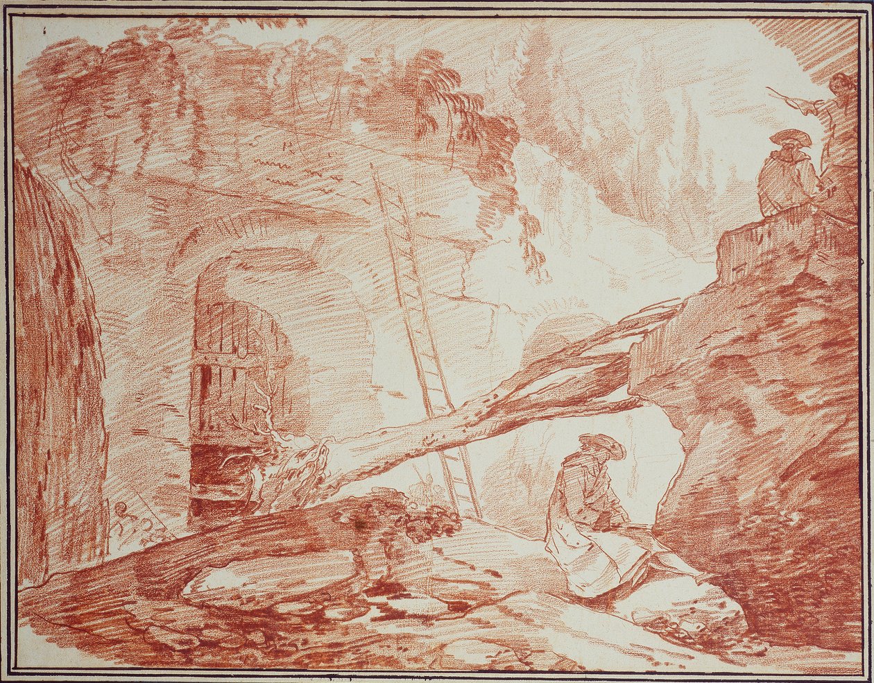 Tegner i ruinene på Palatinerhøyden av Hubert Robert