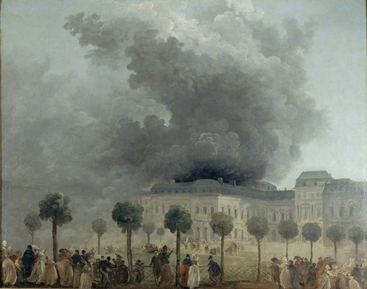 Brann ved operahuset i Palais-Royal, 8. juni 1781, ca 1781. av Hubert Robert