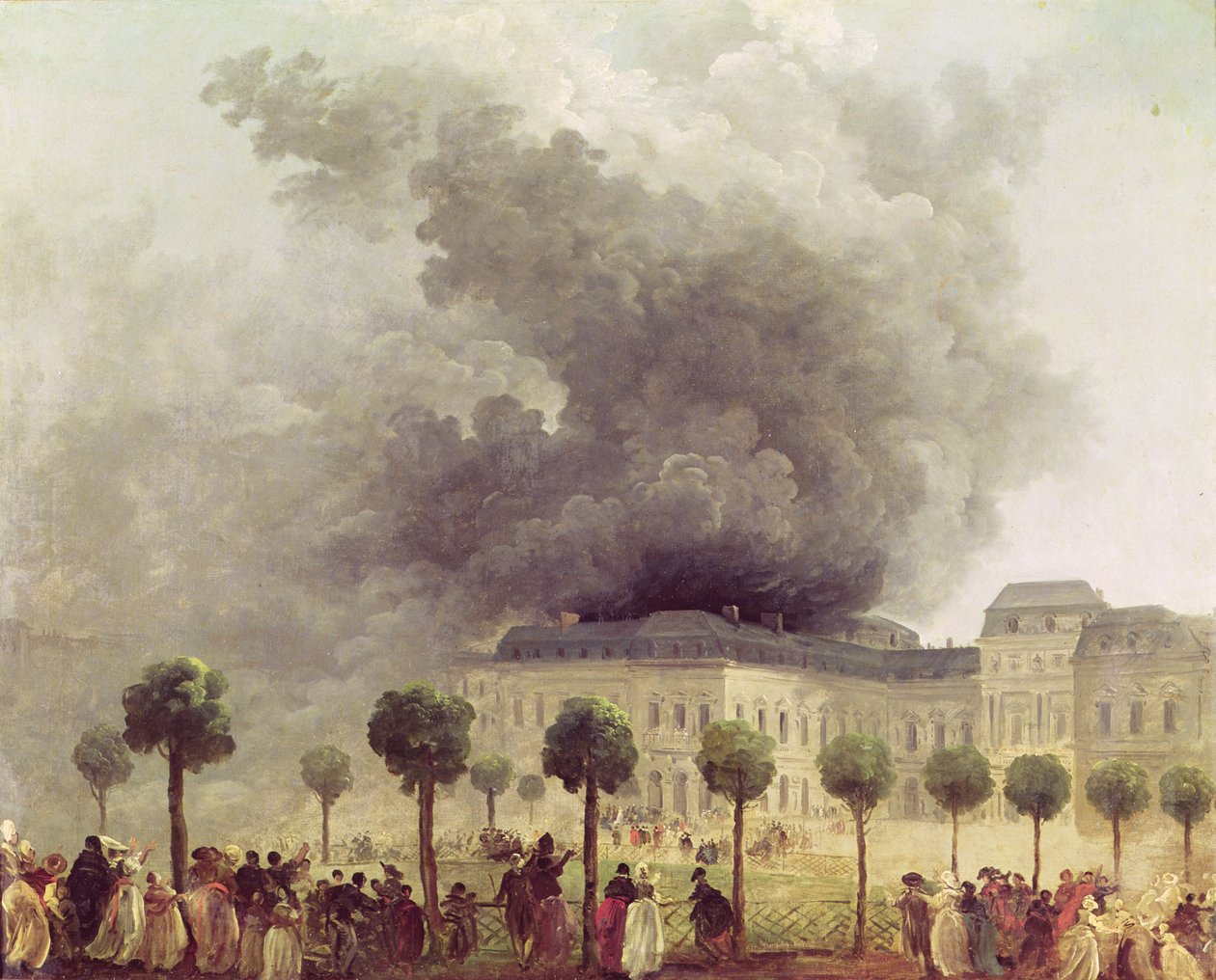 Brann ved operahuset til Palais-Royal i 1781 av Hubert Robert