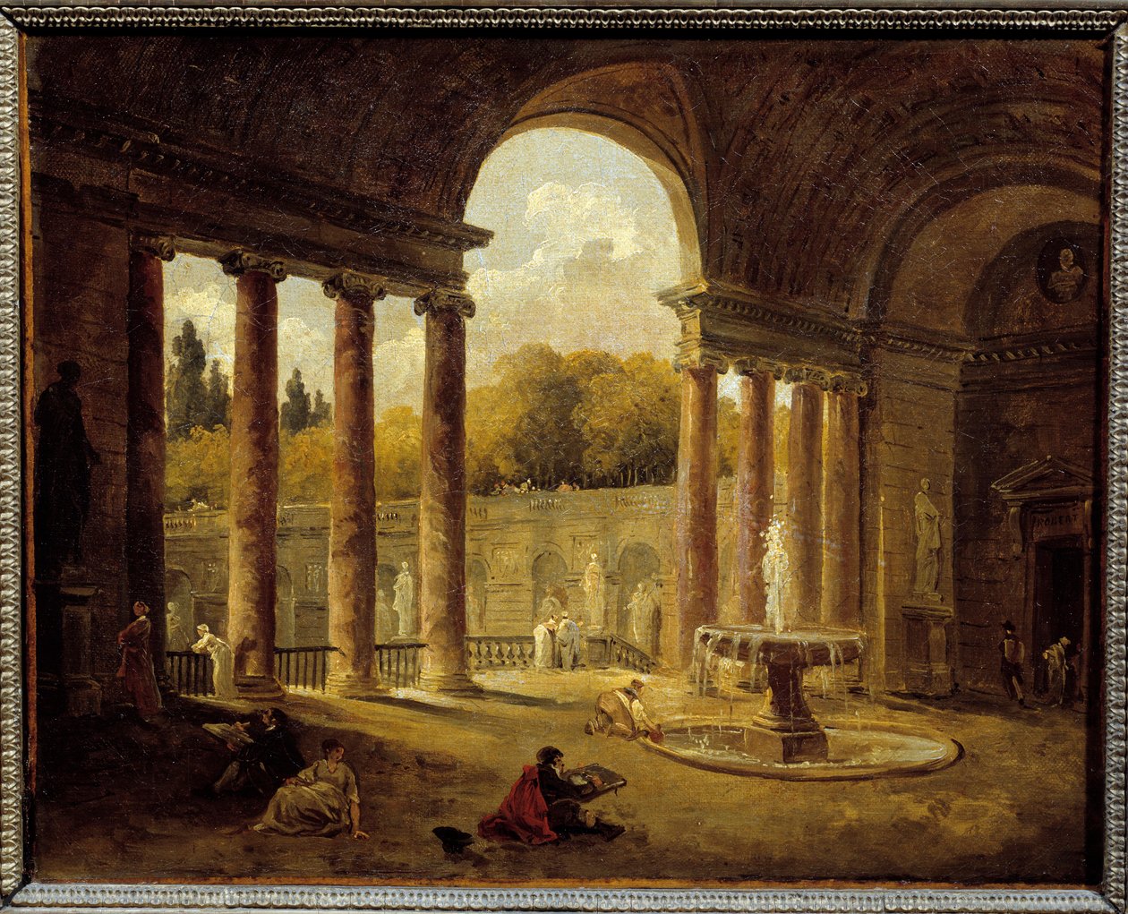 Fontene under en portiko. Maleri av Hubert Robert (1733-1808) av Hubert Robert