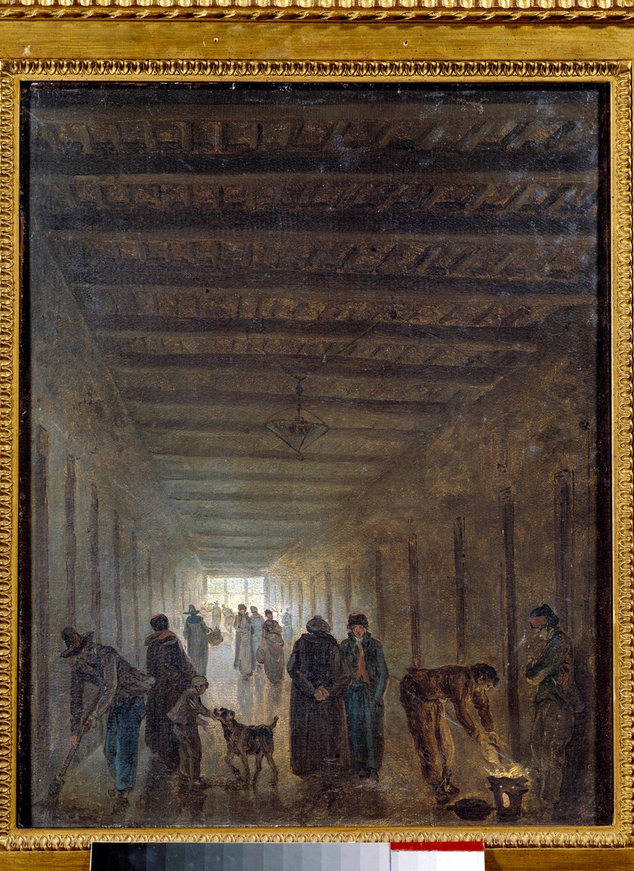 Fransk revolusjon: "" Korridorene i Saint Lazare fengsel i 1793"" Maleri av Hubert Robert (1733-1808) 1793 Søn. 0,4x0,32m. Paris, Carnavalet-museet av Hubert Robert