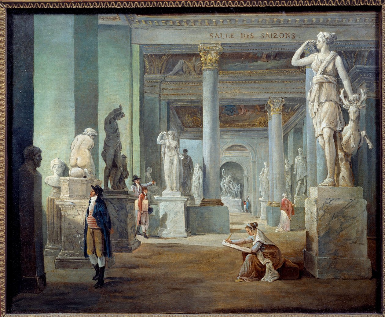 La salle des saisons au musee du Louvre Maleri av Hubert Robert (1733-1808) 1802 Søn. 0,37x0,46 m - Årtidenes rom i Louvre-museet. Maleri av Hubert Robert (1733-1808) 1802. 0,37 x 0,46 m. Louvre-museet, Paris av Hubert Robert