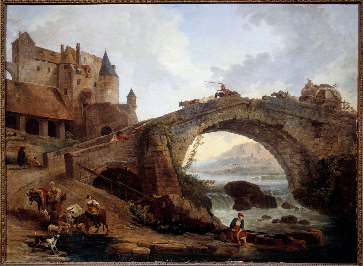 Landskap med bromaleri av Hubert Robert (1733-1808) 1776 Søn. 0,76x1,04 m Montpellier musee Fabre av Hubert Robert