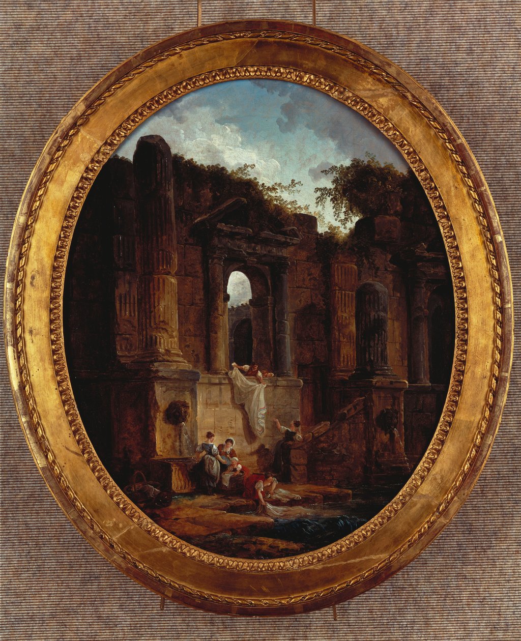 Landskap med ruiner (olje på lerret) av Hubert Robert
