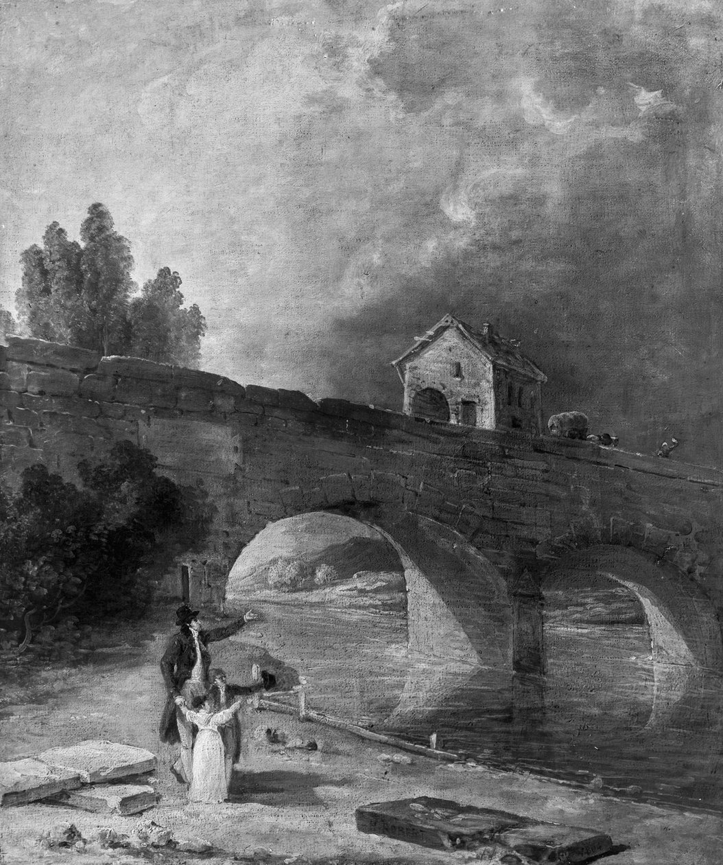 Landskap med en bro av Hubert Robert
